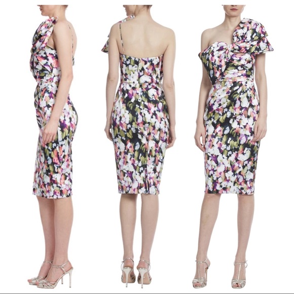 BADGLEY MISCHKA Floral Printed Bow Front Cocktail - Picture 3 of 12